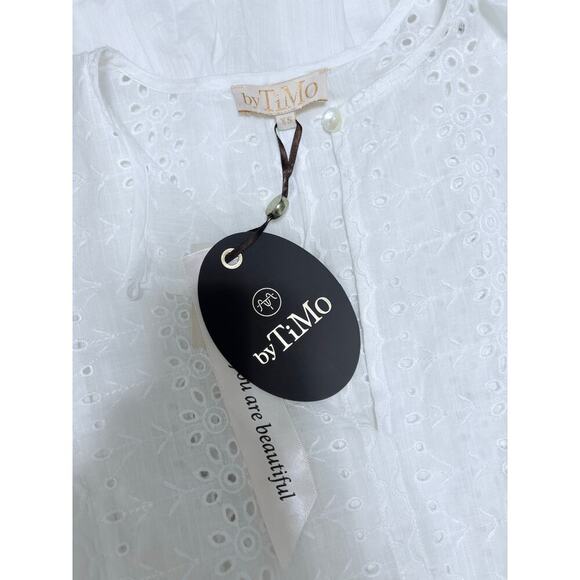 By Timo Cotton Eyelet Lace Mini Dress in White Size XS - Picture 8 of 8